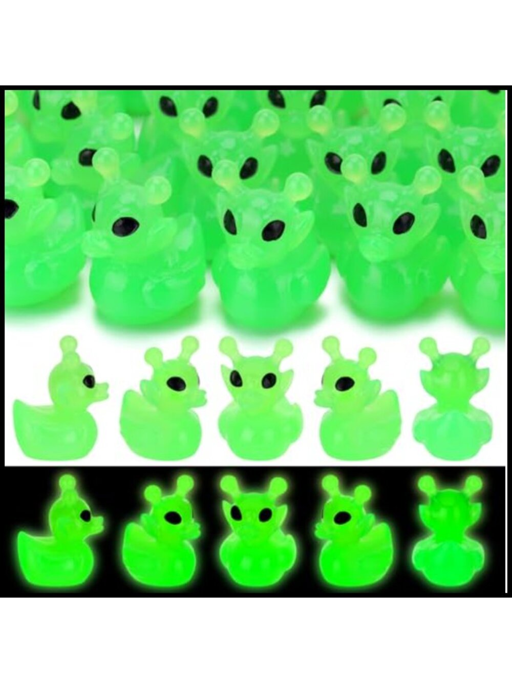 50 Pc Mini Resin Alien Duck Figurines Luminous Party Favors